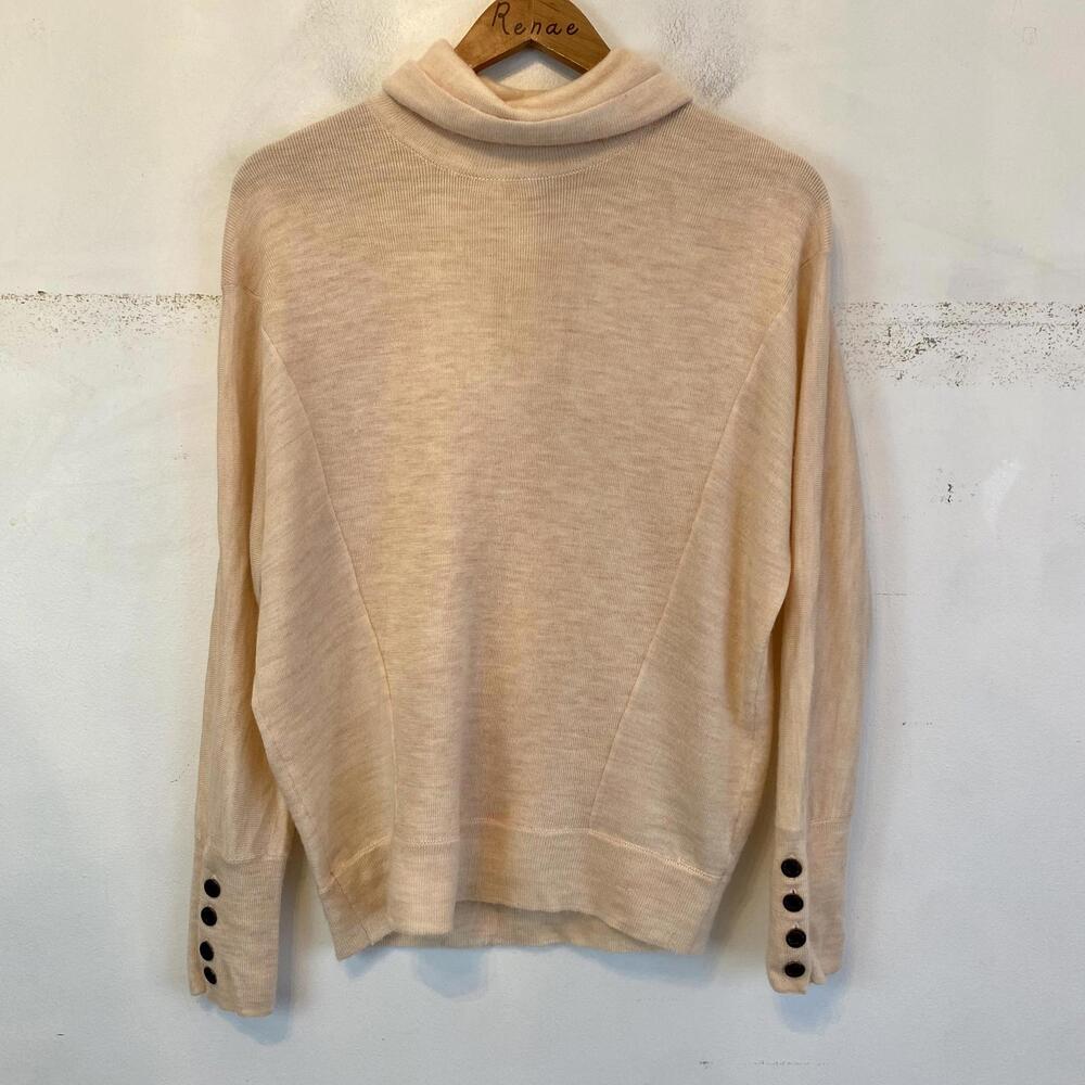 MOTH Anthropologie light pink turtleneck wool sweater sz M - Picture 2 of 6